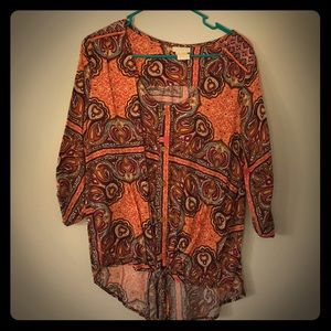 High low vintage print shirt NWOT